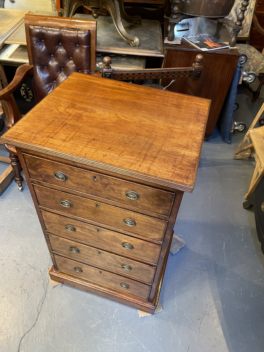 C19th mahogany narrow chest of drawers View XI