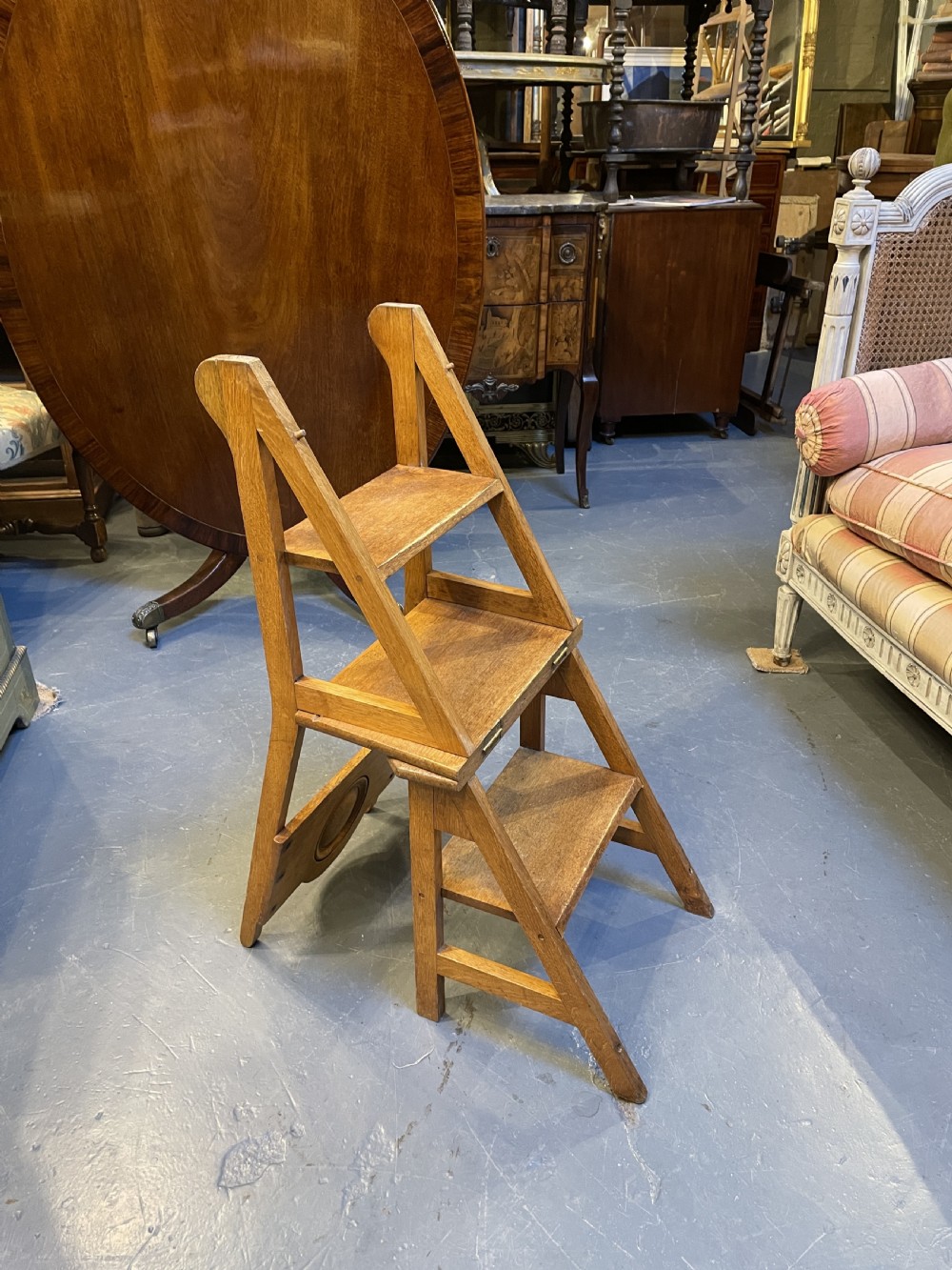 Arts and crafts metamorphic library chair steps View VI