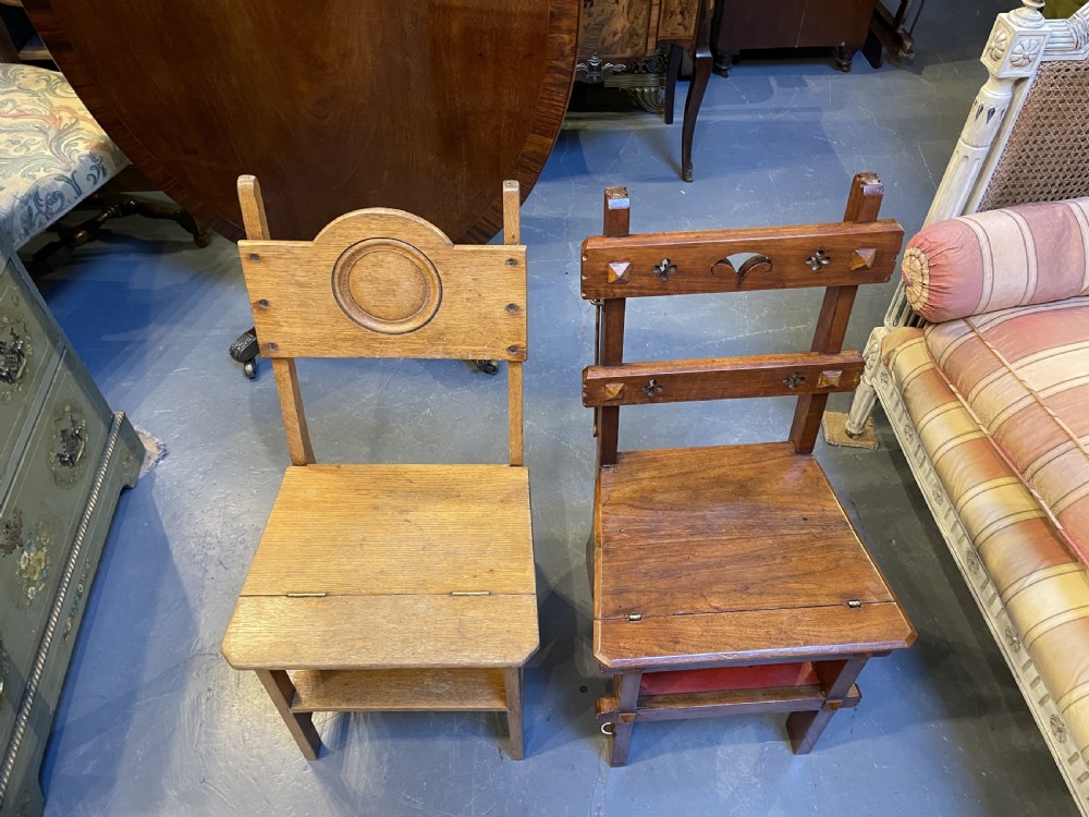 Arts and crafts metamorphic library chair steps View VII