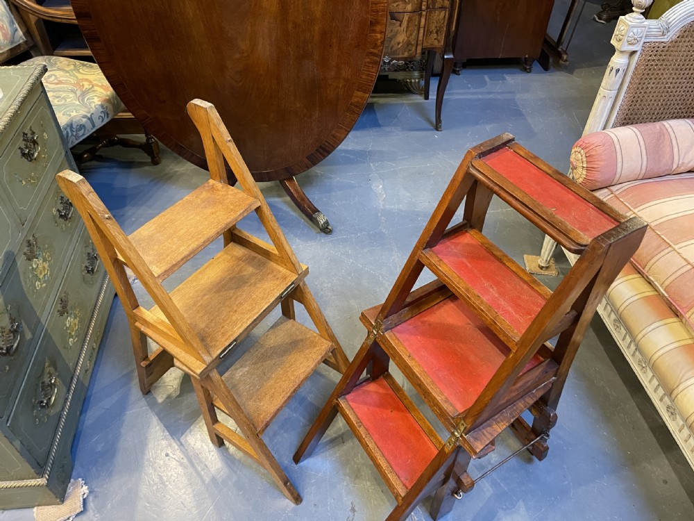 Arts and crafts metamorphic library chair steps View IX