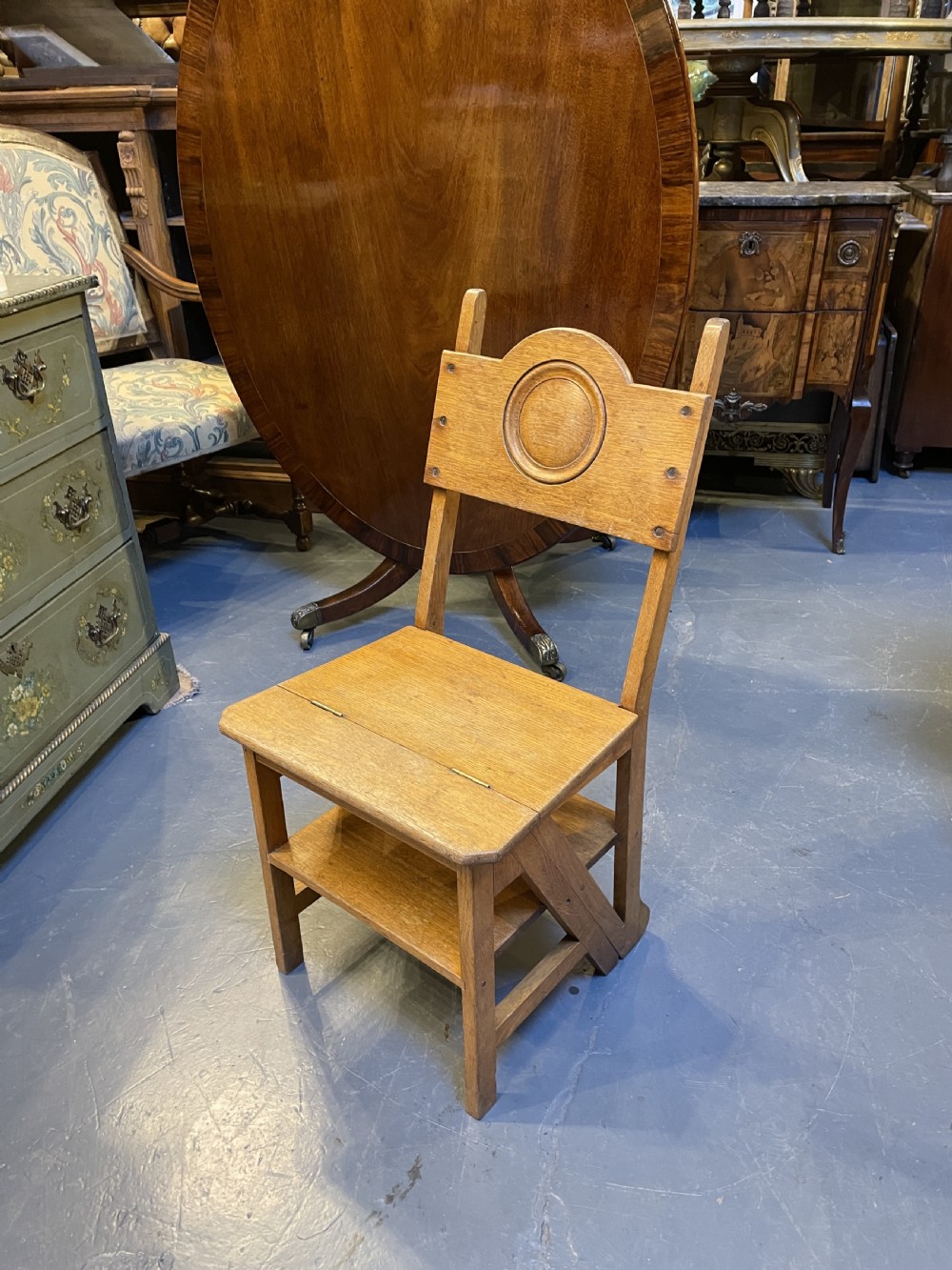 Arts and crafts metamorphic library chair steps View X