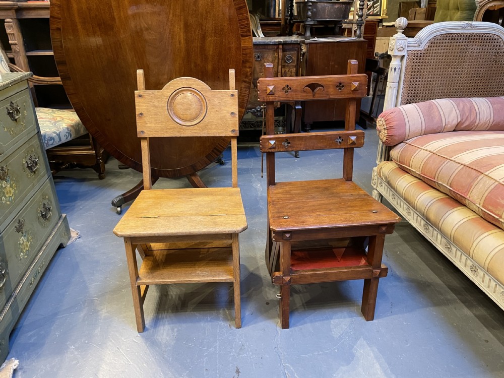 Arts and crafts metamorphic library chair steps View XI