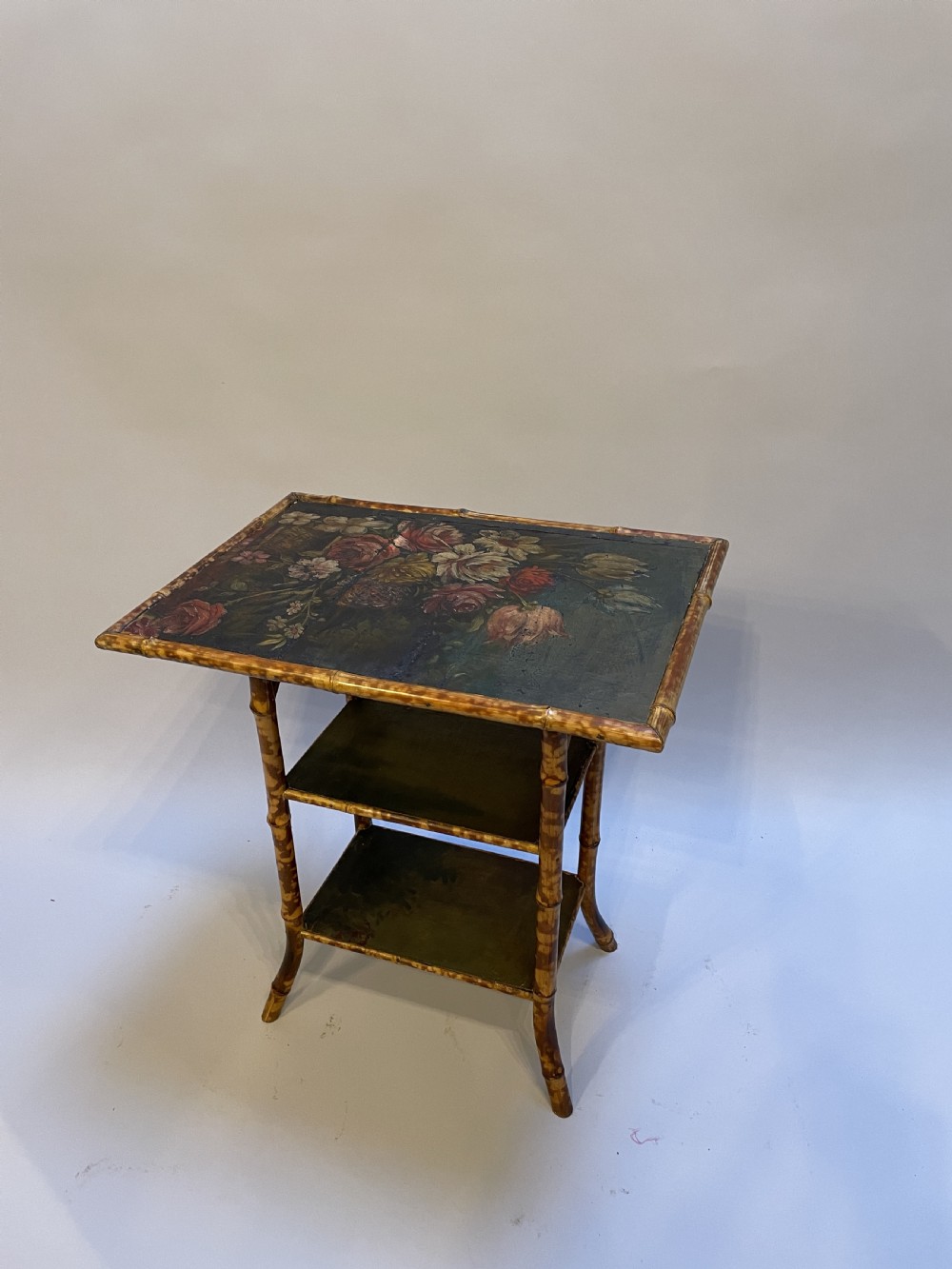 C19th bamboo & painted side table
