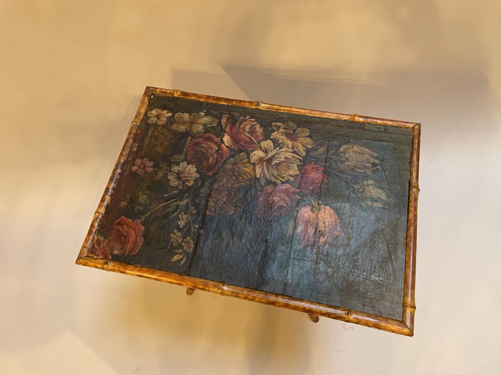 C19th bamboo & painted side table View II
