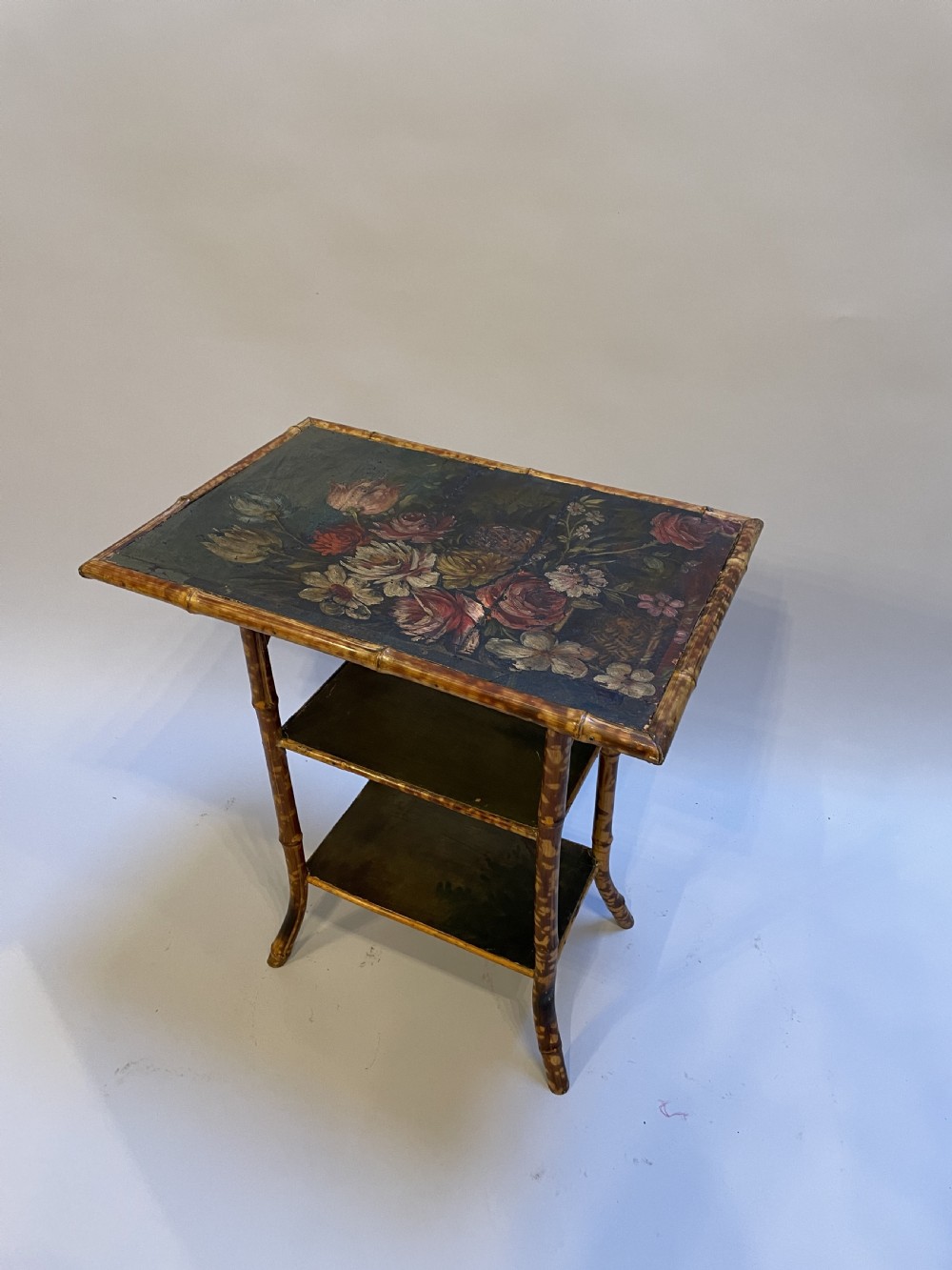 C19th bamboo & painted side table View V