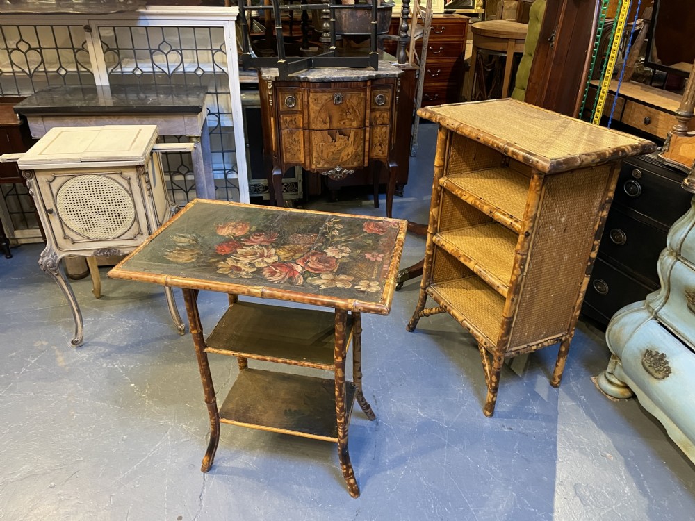 C19th bamboo & painted side table View VII