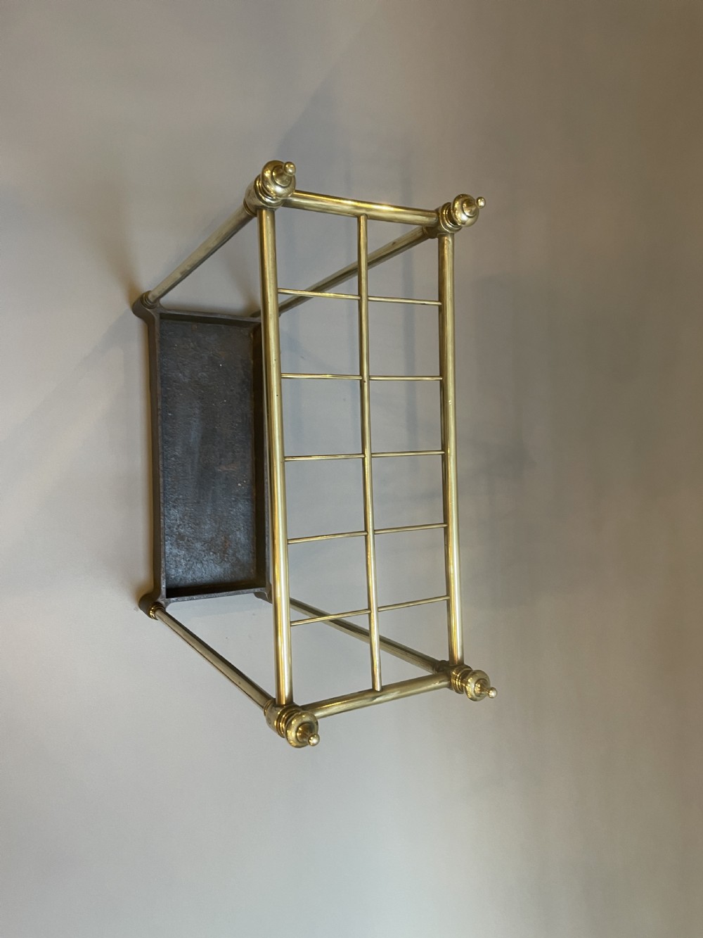 Victorian brass stick & umbrella stand, stamped View V