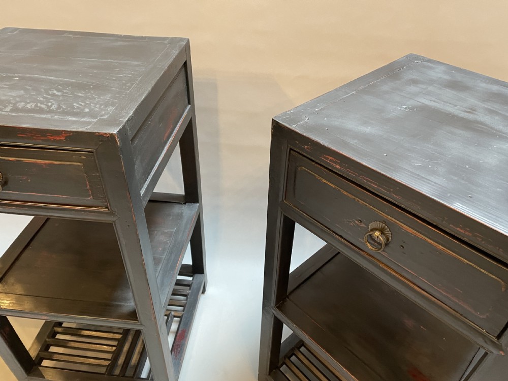 Pair Chinese lacquered side tables View III