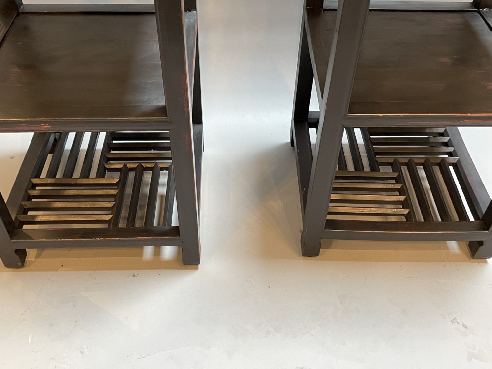 Pair Chinese lacquered side tables View V