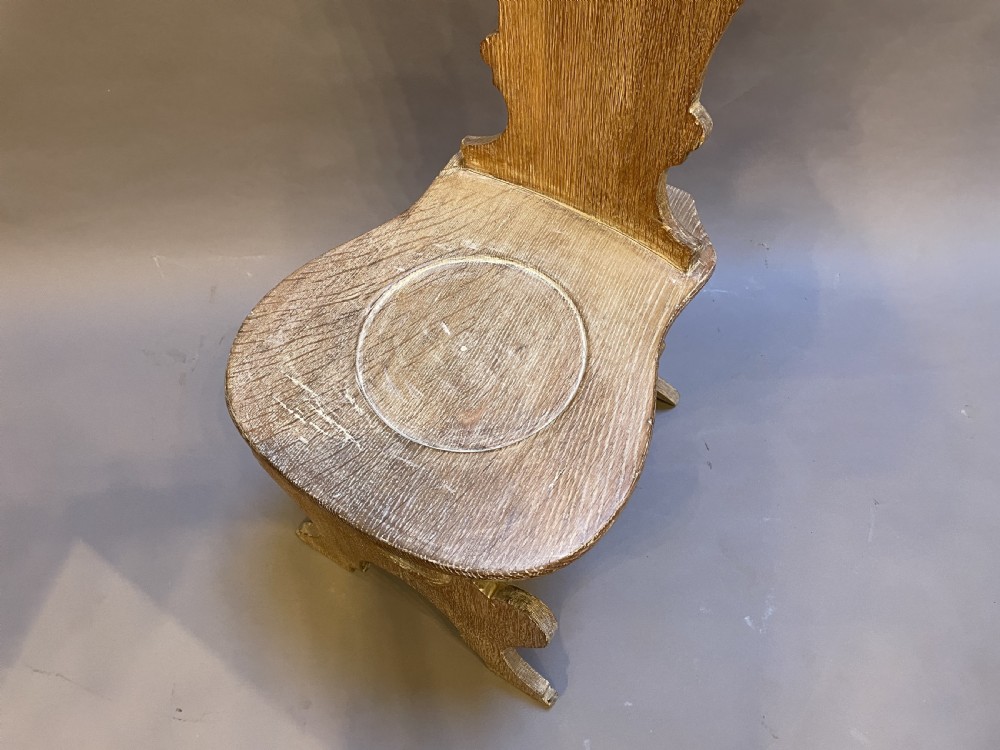 C19th Limed Oak Hall Chair View II