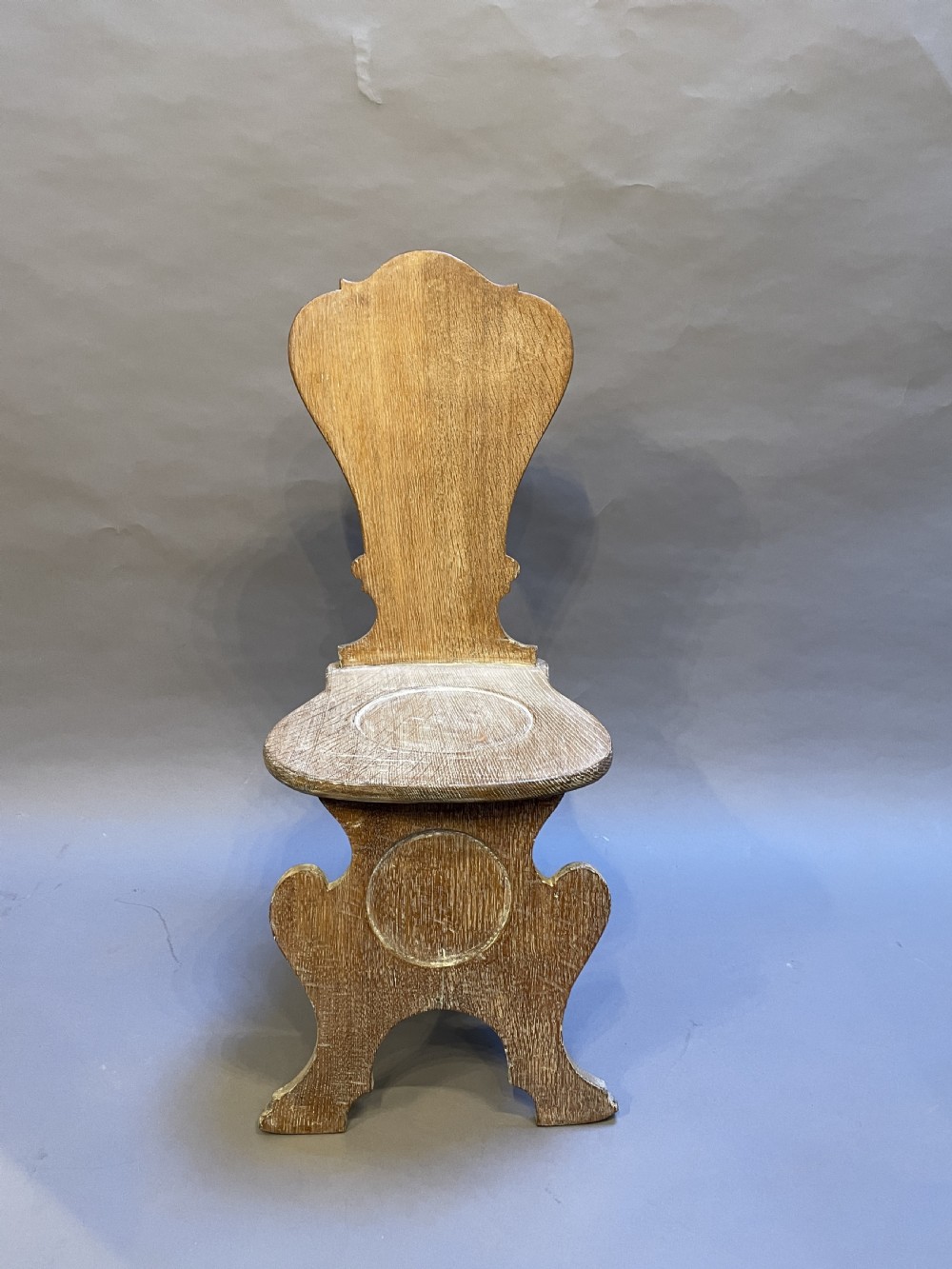 C19th Limed Oak Hall Chair View III