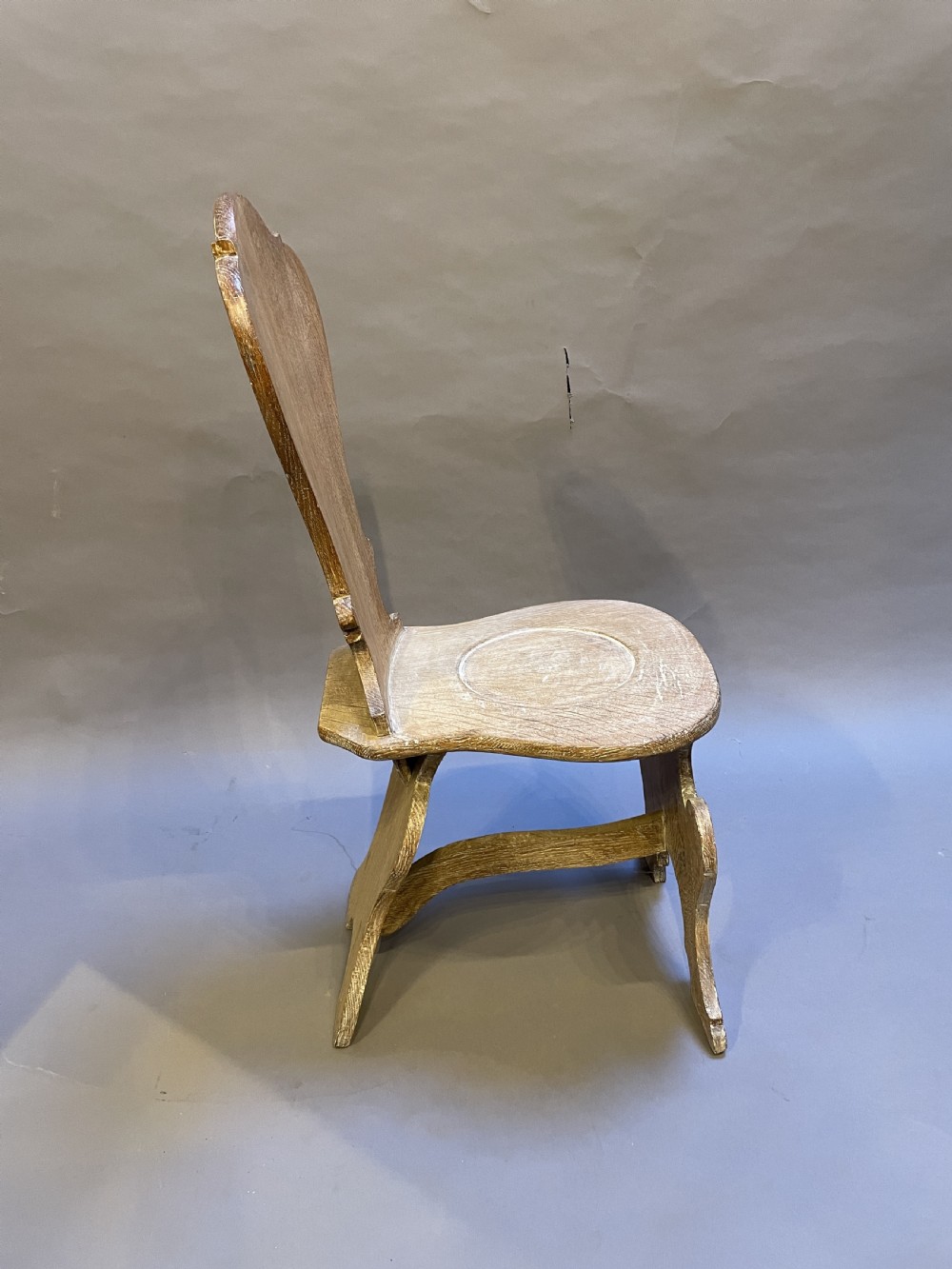 C19th Limed Oak Hall Chair View V