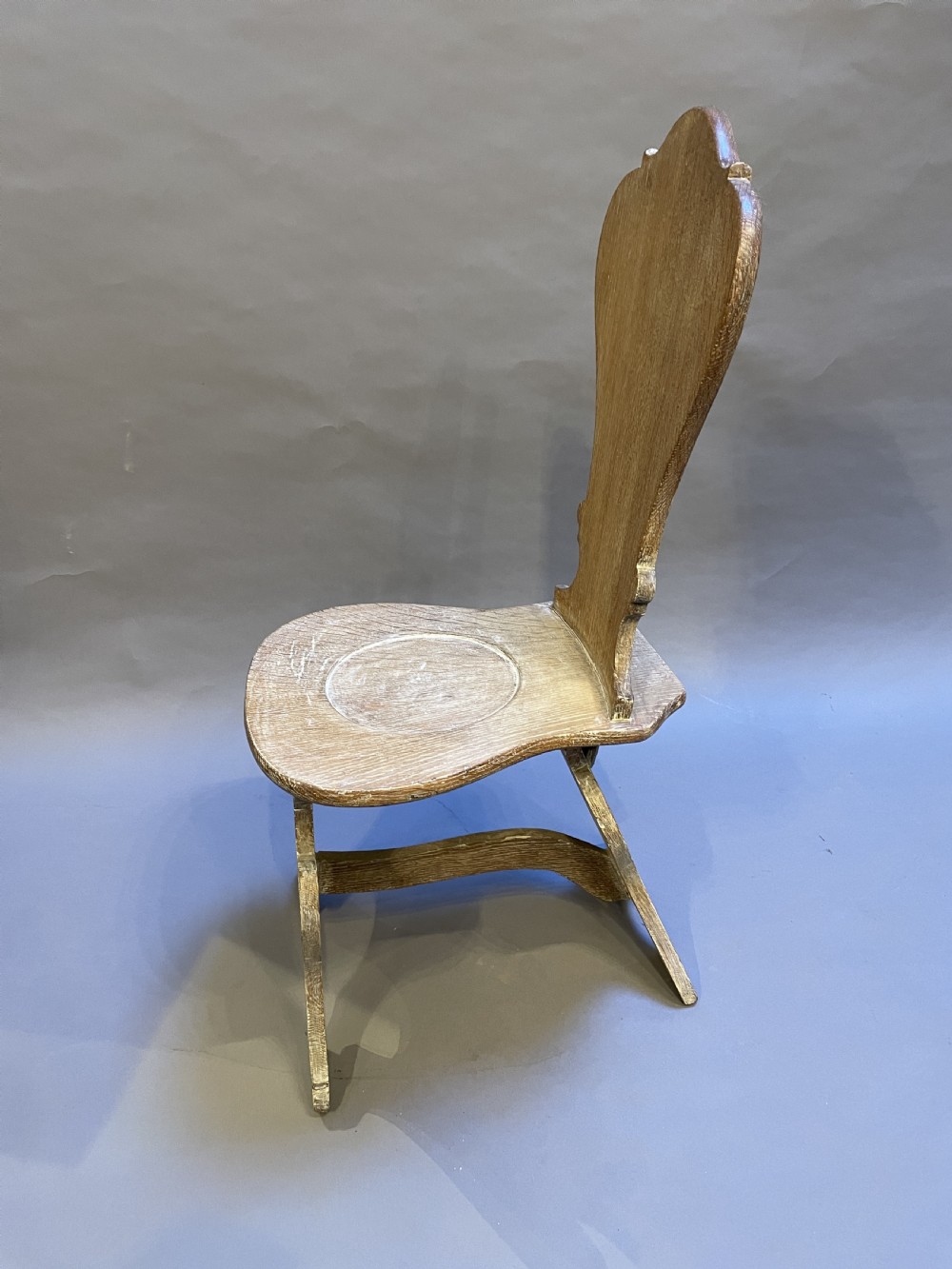 C19th Limed Oak Hall Chair View VII