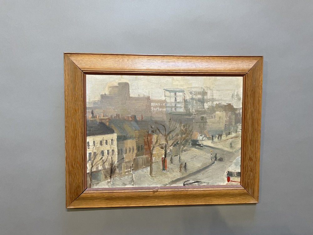Early 20th Century Oil on Board of 'Urban Scene', Labelled