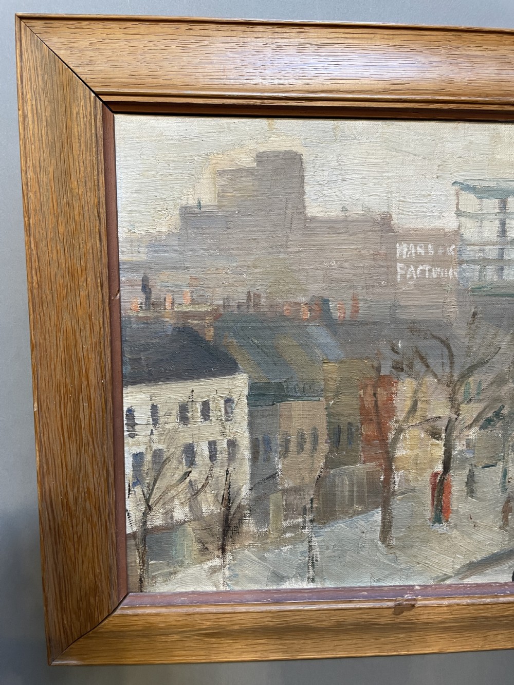 Early 20th Century Oil on Board of 'Urban Scene', Labelled View III