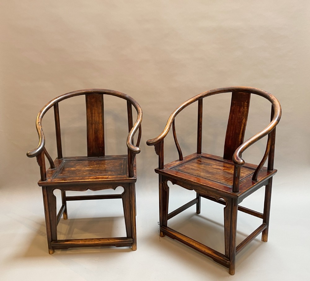 Pair chinese hoseshoe chairs