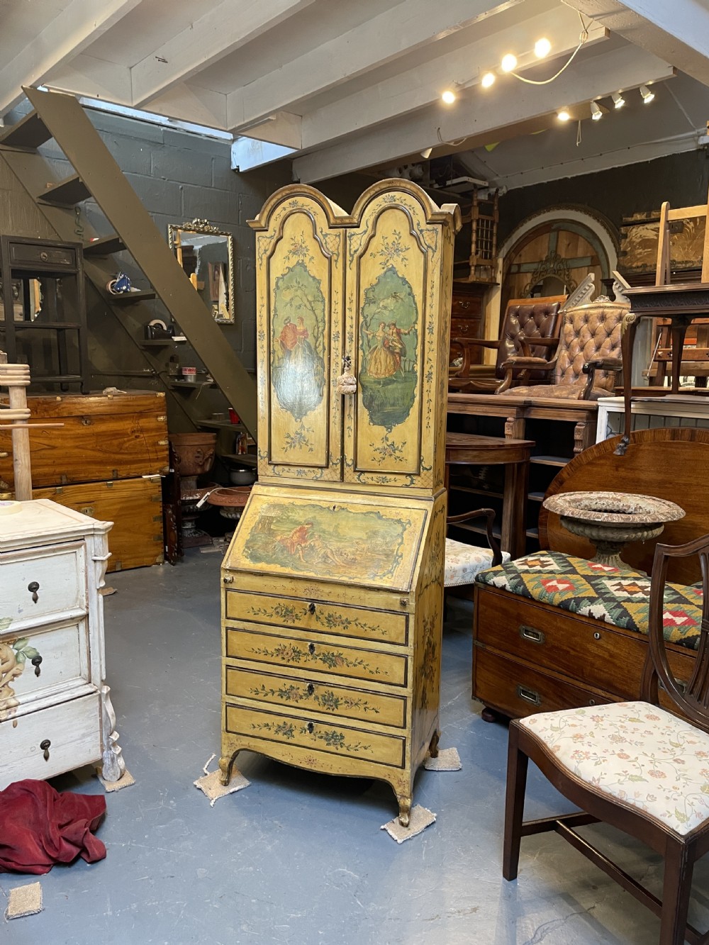 C18th Vernis Martin Style Bureau-Bookcase View XI