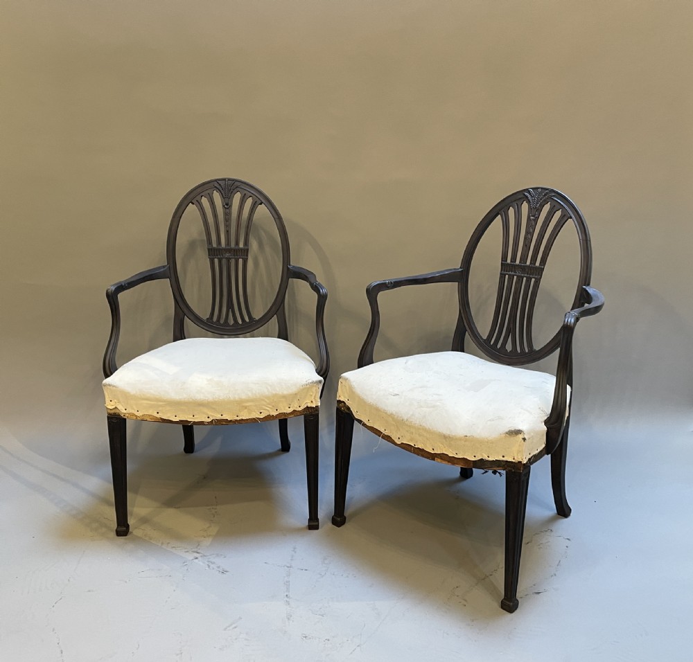 Pair Hepplewhite Design Elbow Chairs