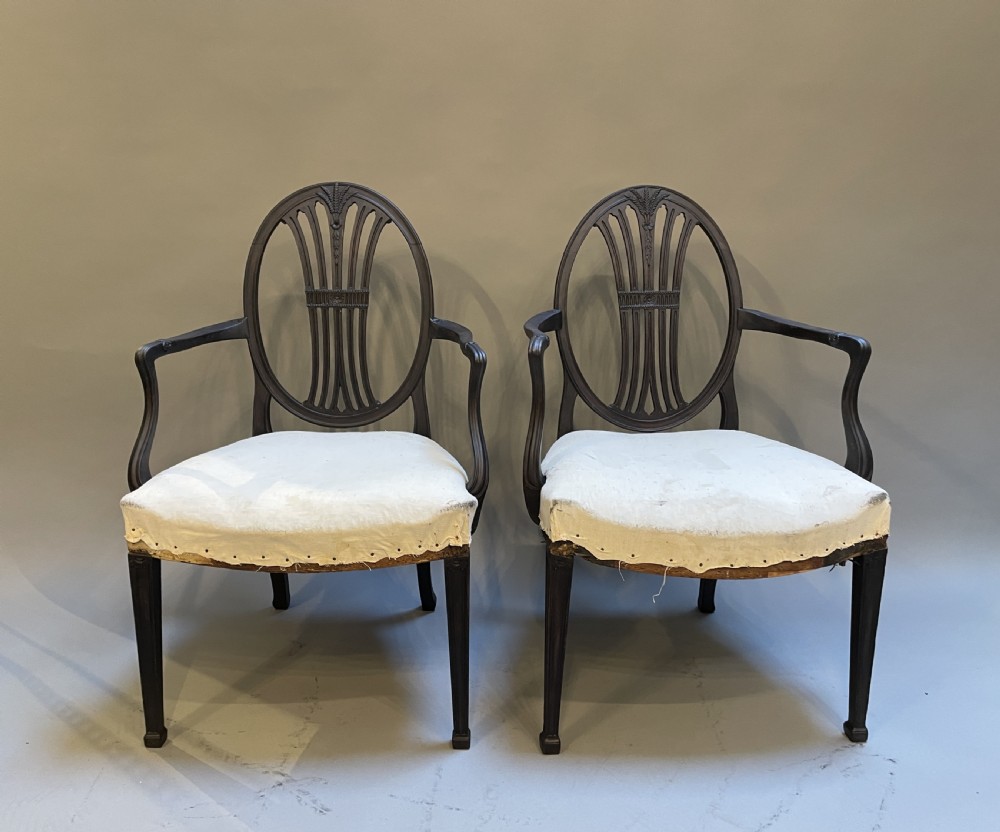 Pair Hepplewhite Design Elbow Chairs View VI