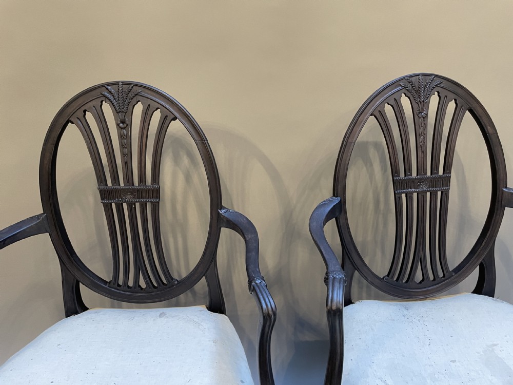 Pair Hepplewhite Design Elbow Chairs View VII