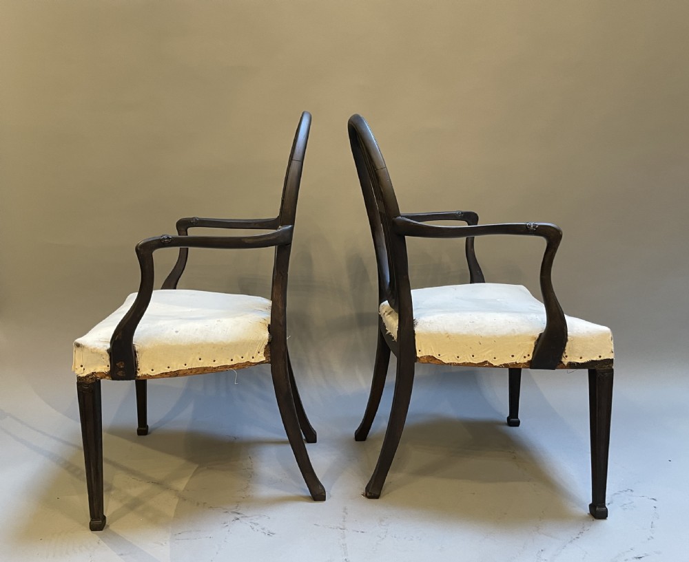 Pair Hepplewhite Design Elbow Chairs View XIII