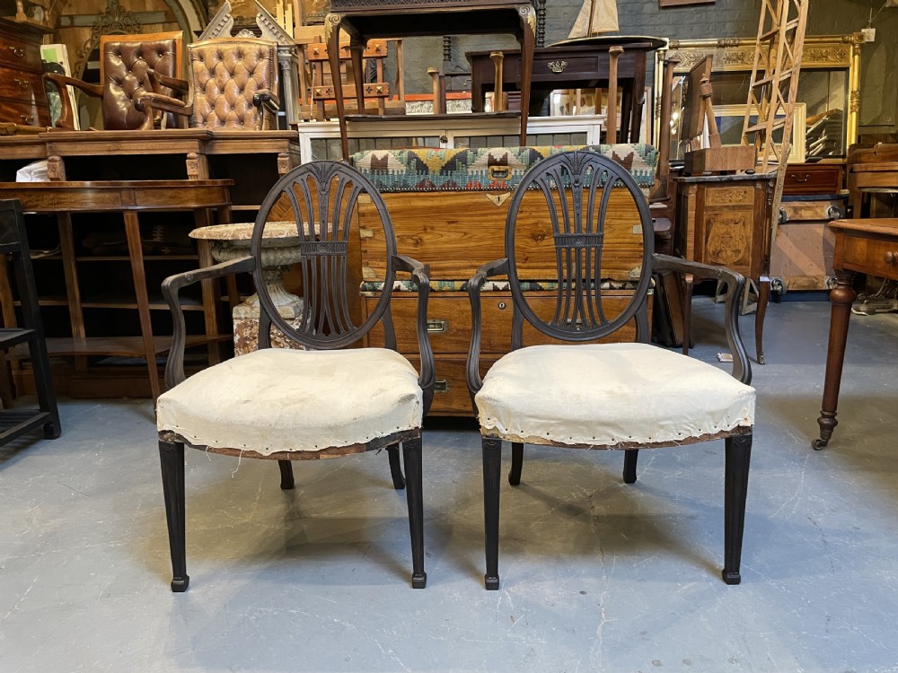 Pair Hepplewhite Design Elbow Chairs View XIV