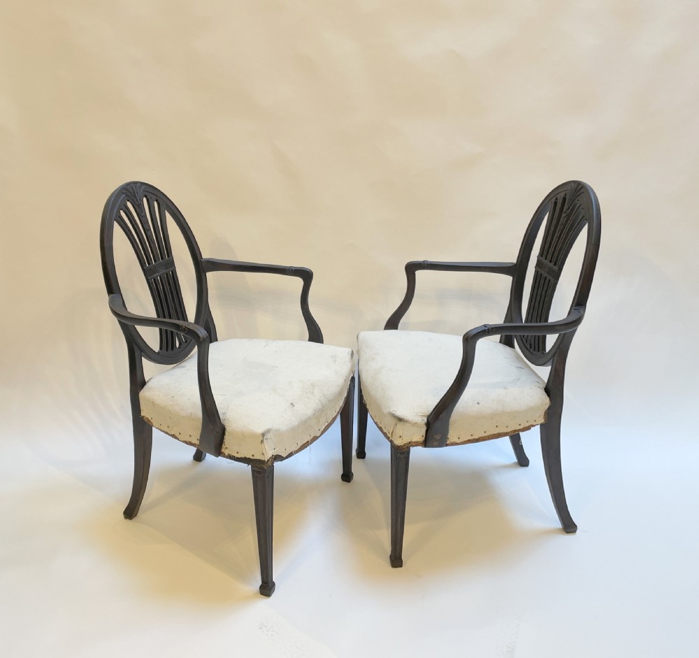 Pair Hepplewhite Design Elbow Chairs View XV