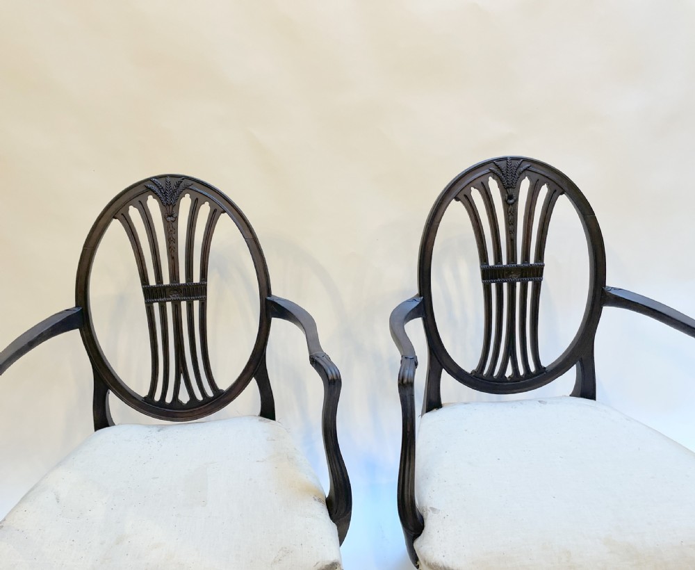 Pair Hepplewhite Design Elbow Chairs View XVI