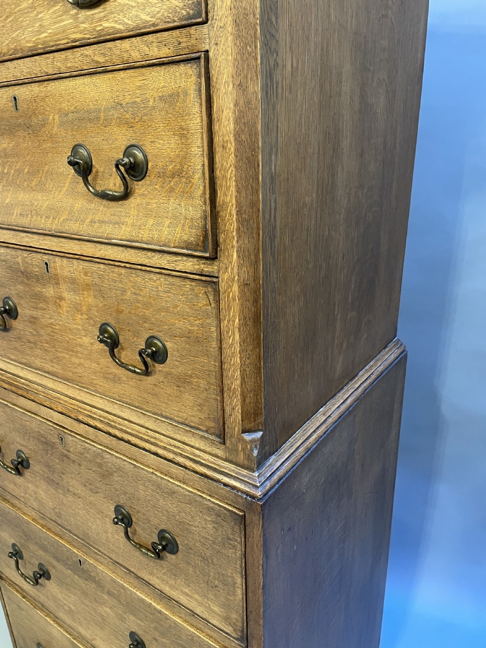 Narrow oak tallboy  chest of drawers  View III