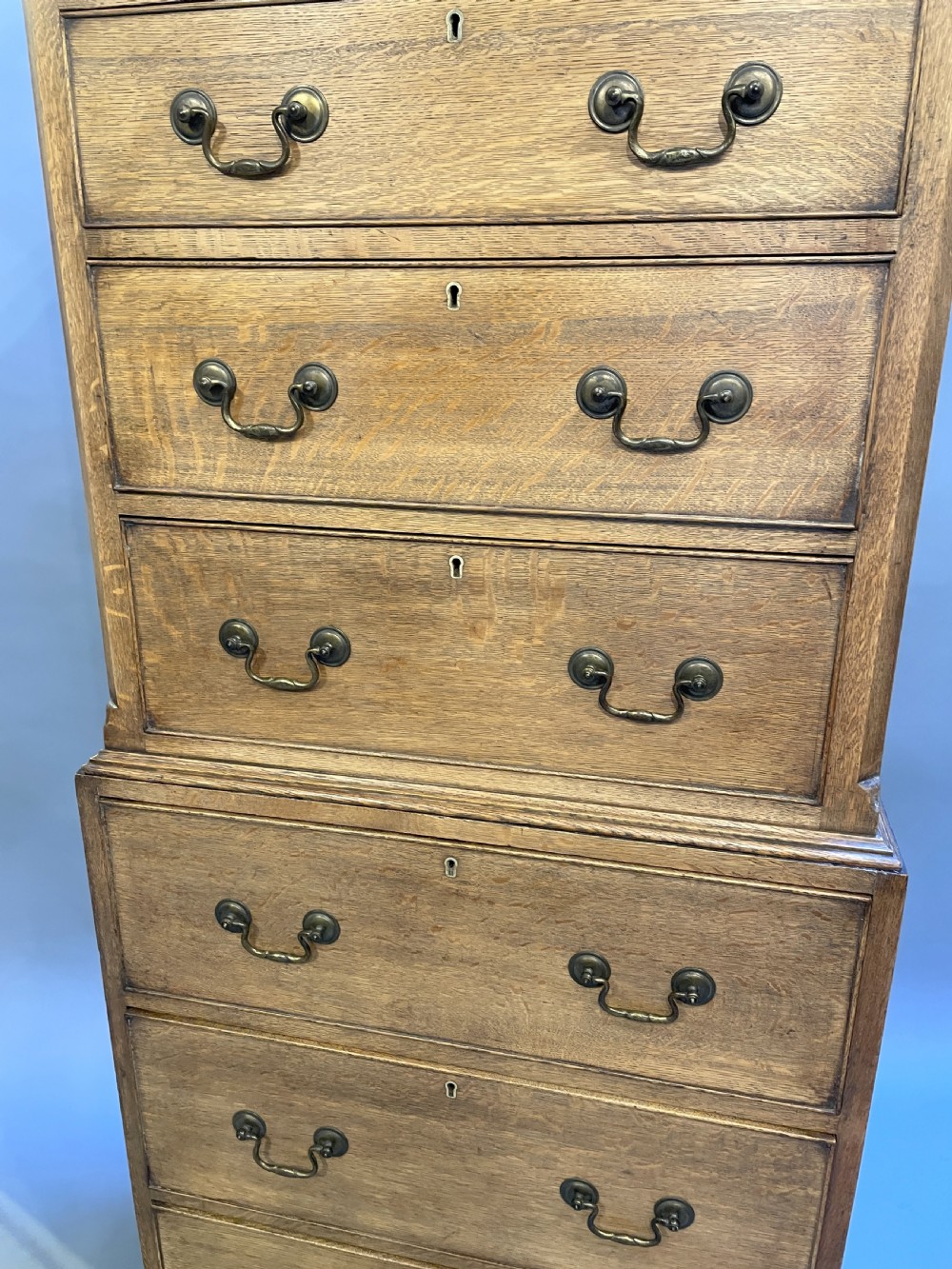 Narrow oak tallboy  chest of drawers  View IV