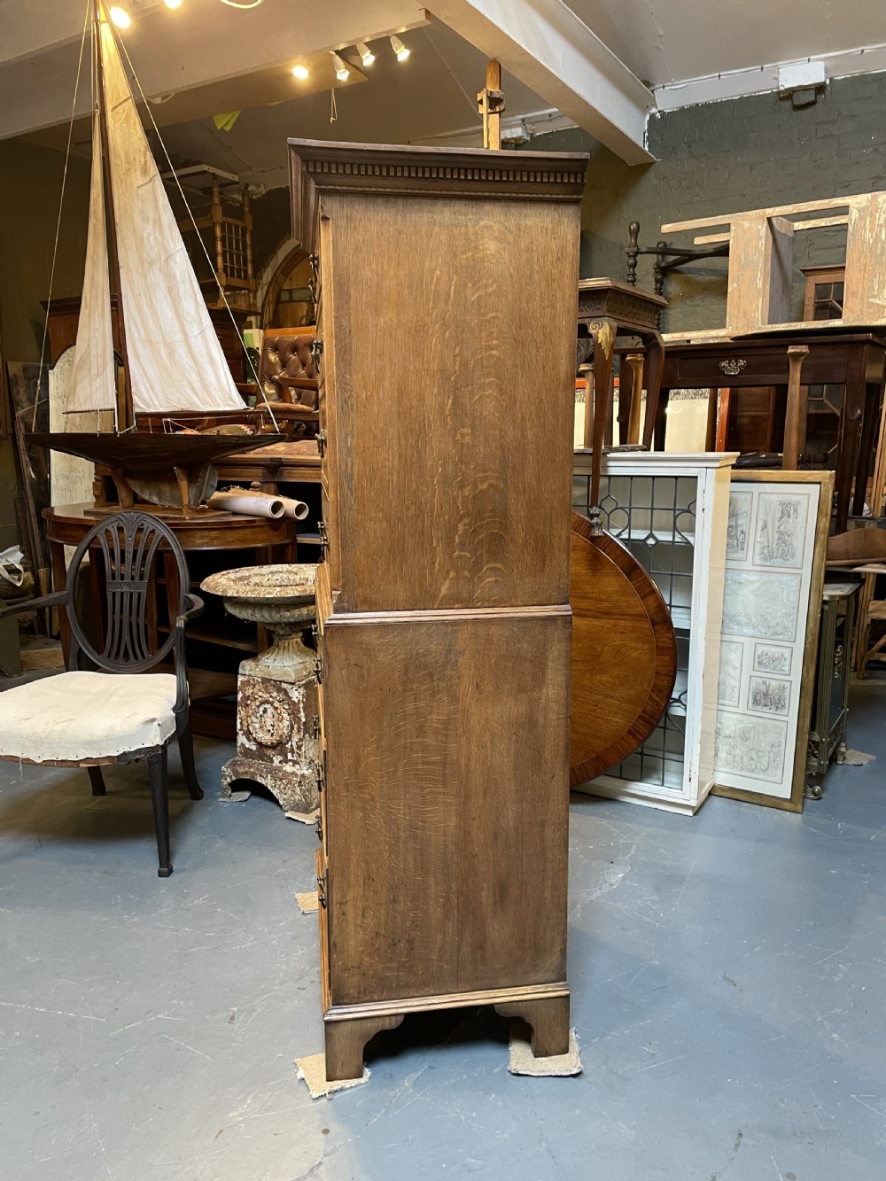 Narrow oak tallboy  chest of drawers  View X