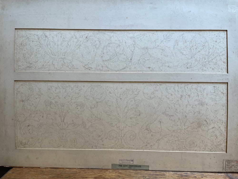 A collection of ten 19th-century academic paper sketches featuring anatomical bones, skulls, architectural columns, and geometric forms. View XXI