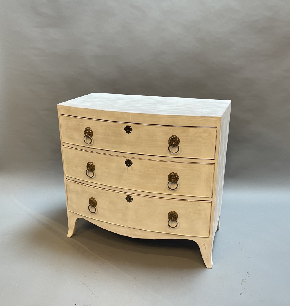 C19th Painted Bow Chest Of Drawers