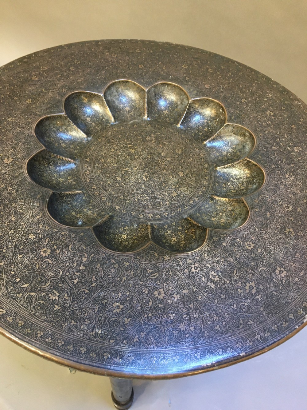 Indian Brass Tray Table View II