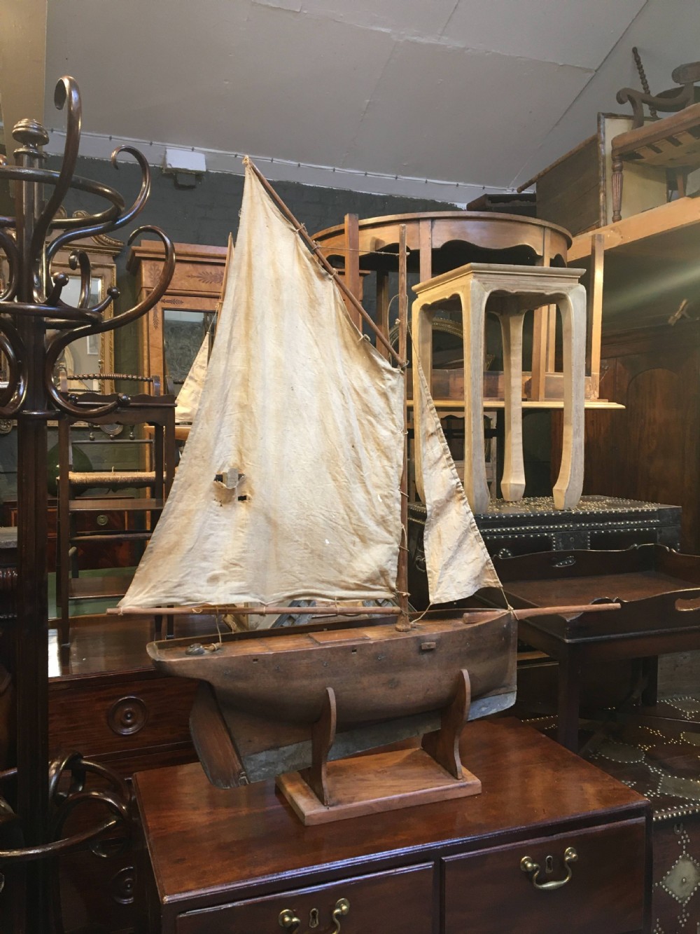 C19th mahogany pond yacht View XV