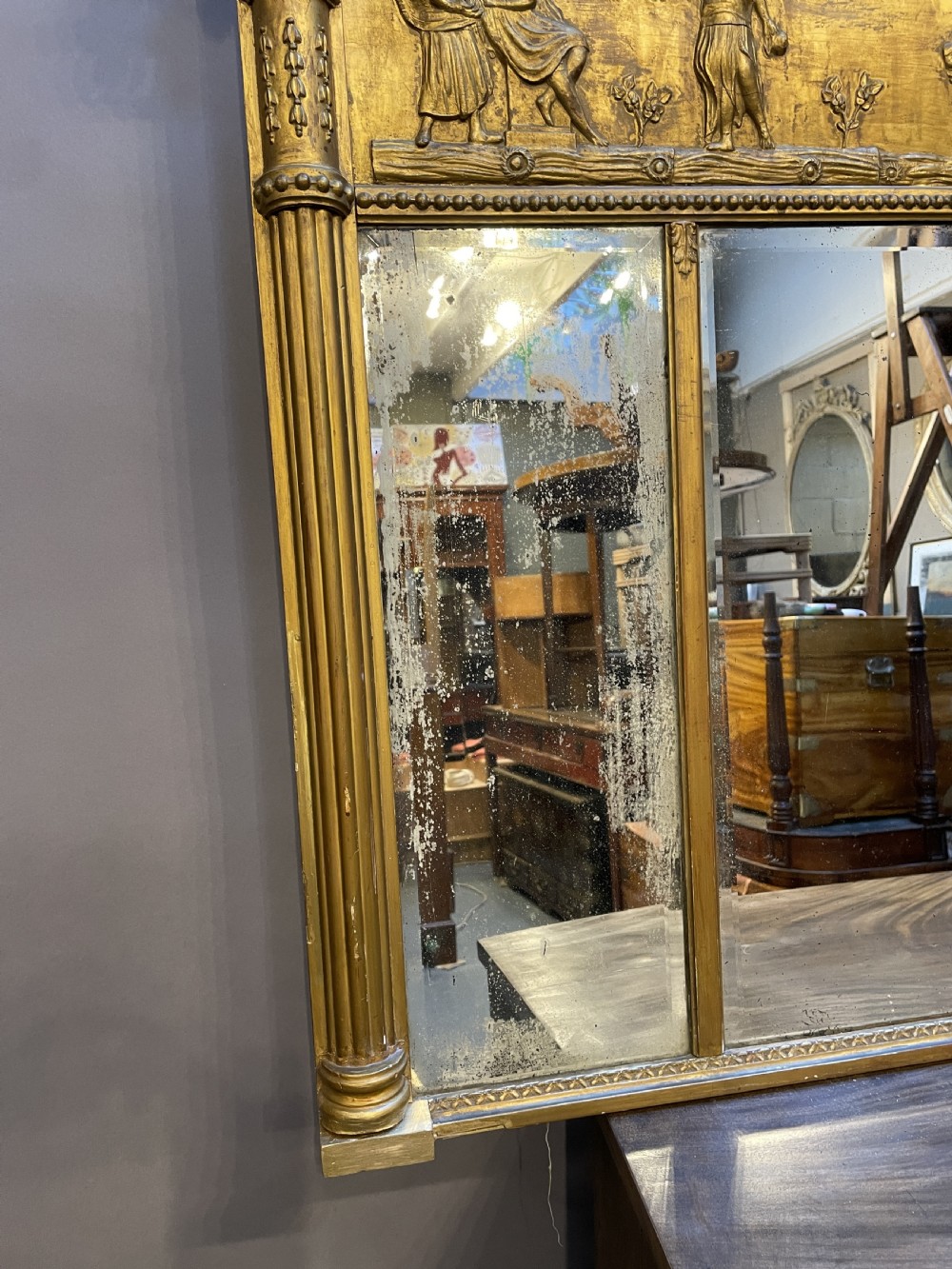 C19th large gilt overmantle mirror View XI