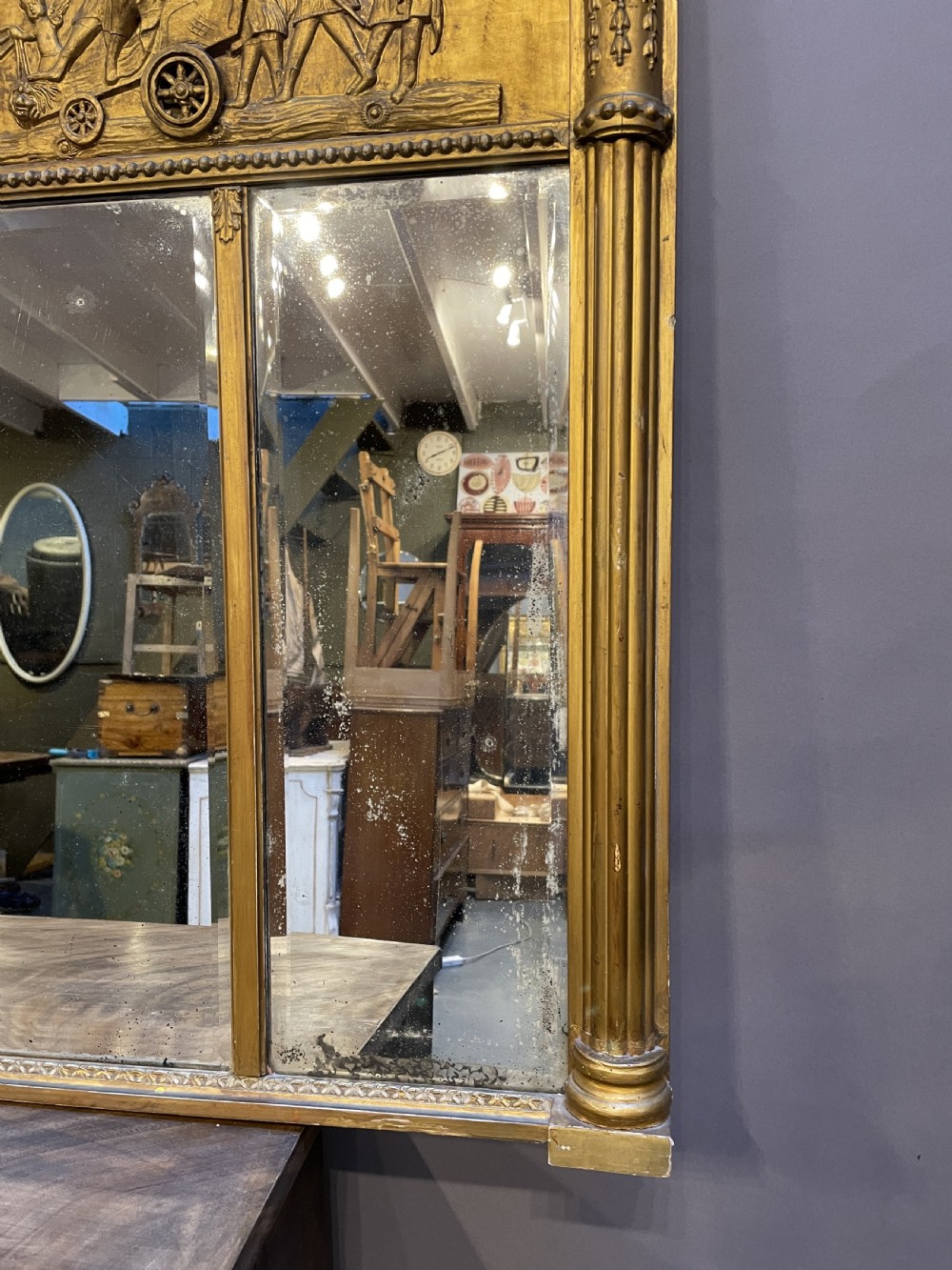 C19th large gilt overmantle mirror View XIII