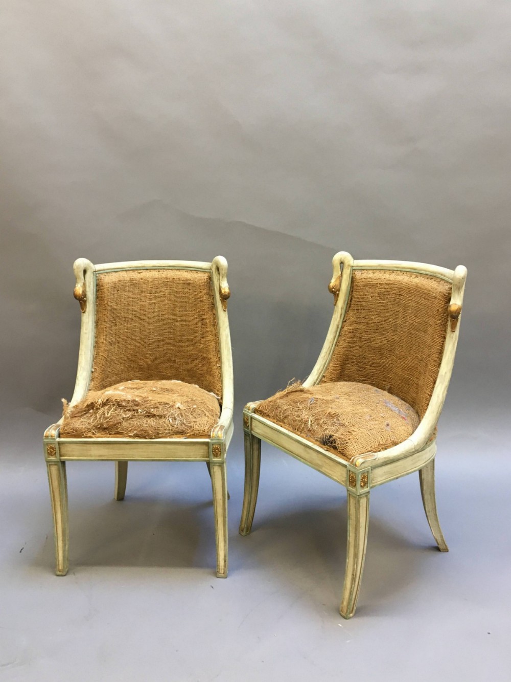 Pair Of Empire French Painted Chairs