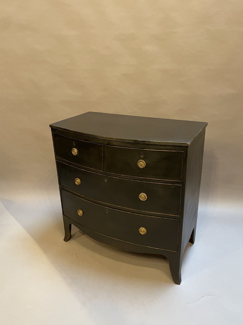 Regency Ebonised Bow Chest of Drawers