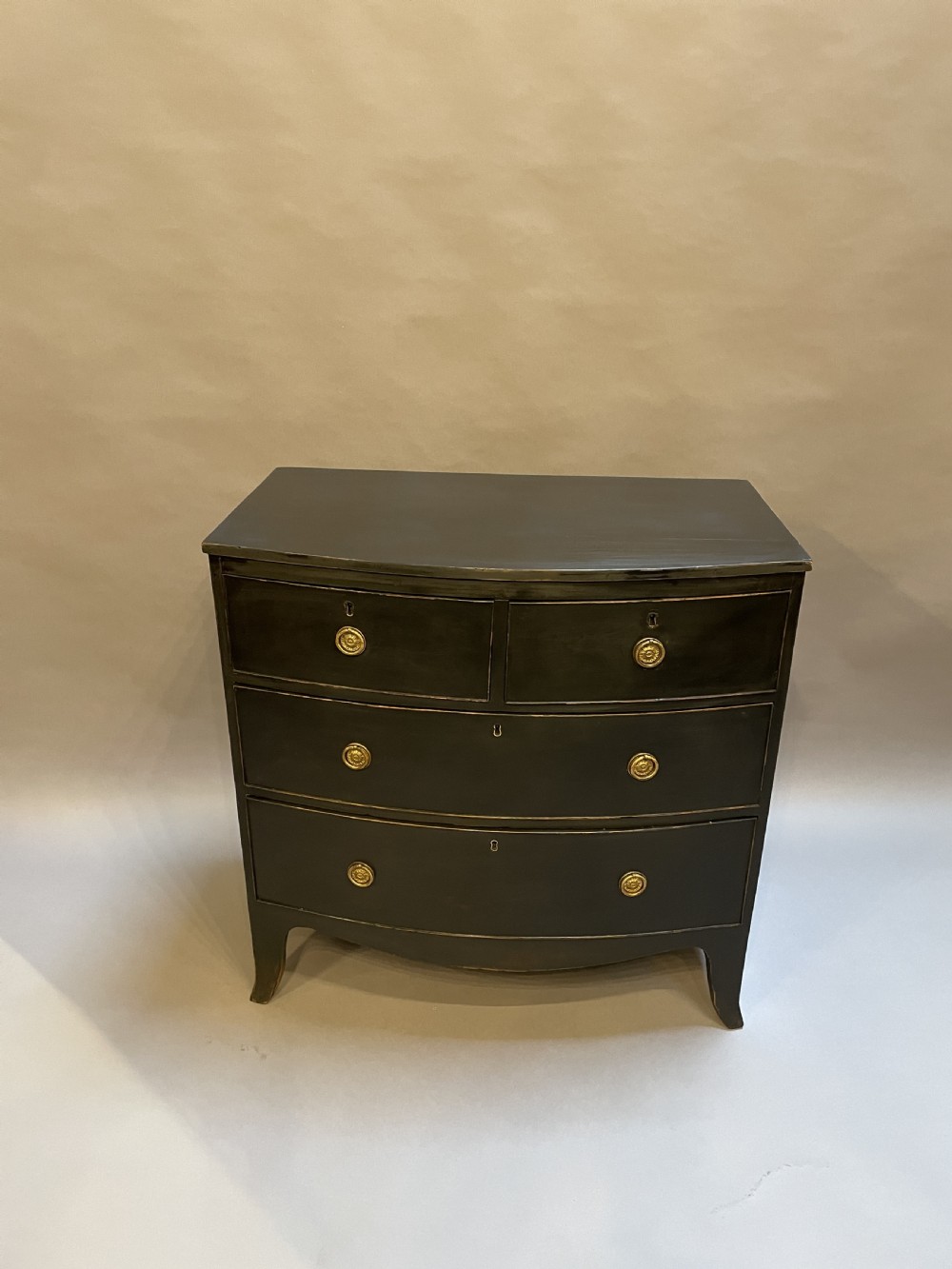 Regency Ebonised Bow Chest of Drawers View II