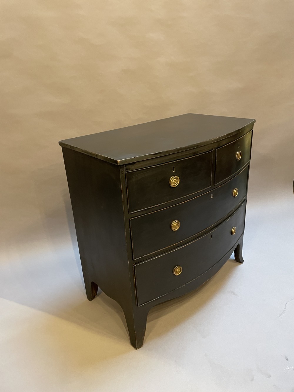 Regency Ebonised Bow Chest of Drawers View IV