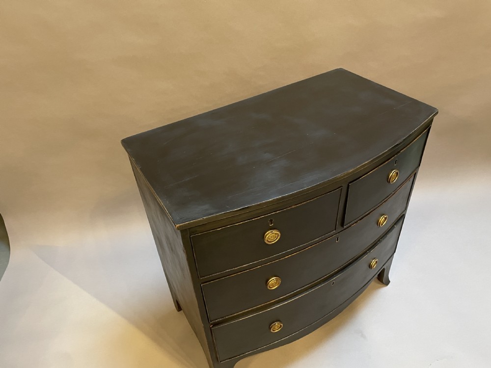 Regency Ebonised Bow Chest of Drawers View V
