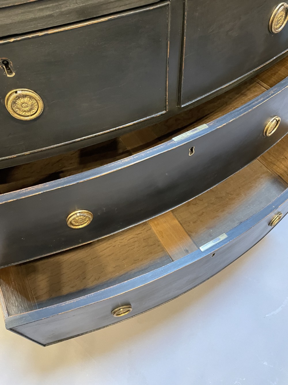 Regency Ebonised Bow Chest of Drawers View VI