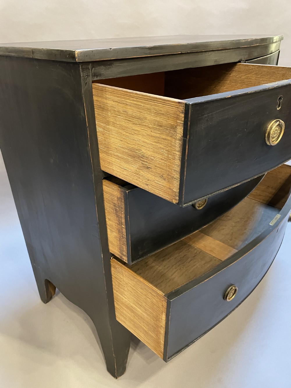 Regency Ebonised Bow Chest of Drawers View VII