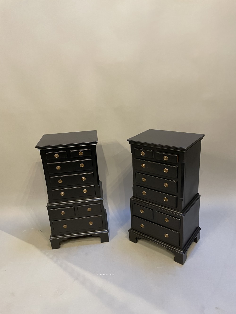 Pair Georgian Ebonised Bedside Chests