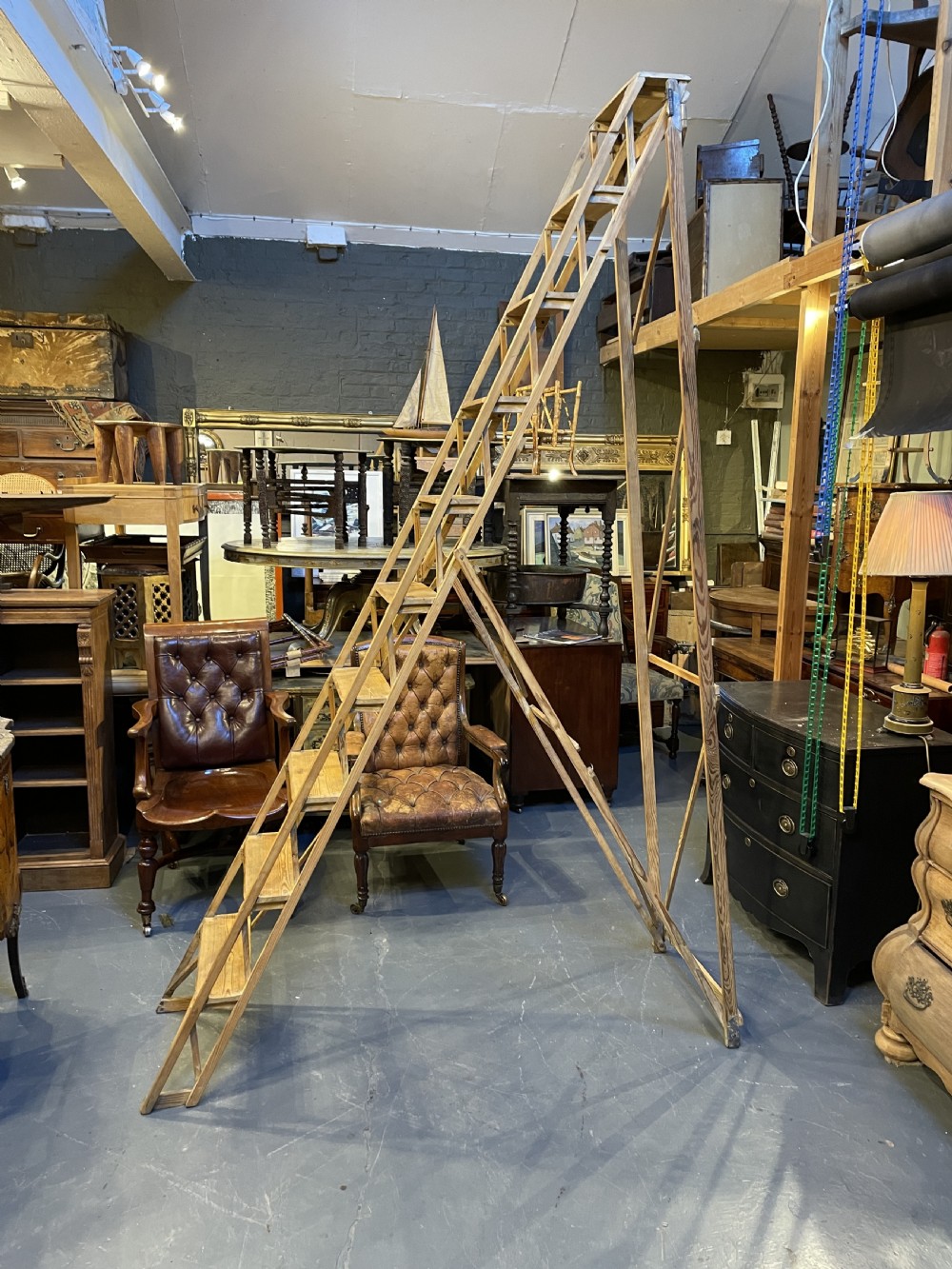 Vintage Large Library Steps Ladder View III