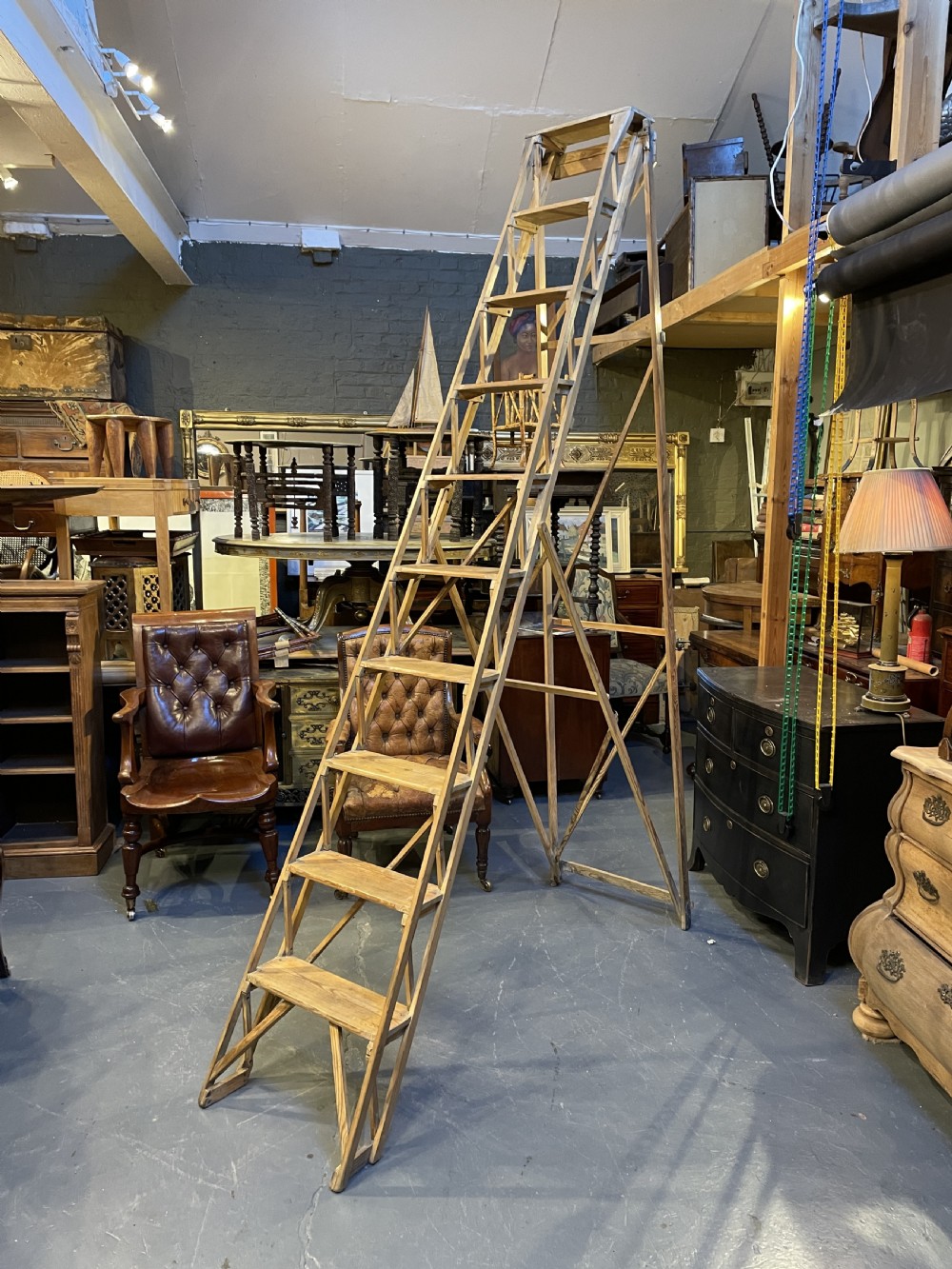 Vintage Large Library Steps Ladder View IV