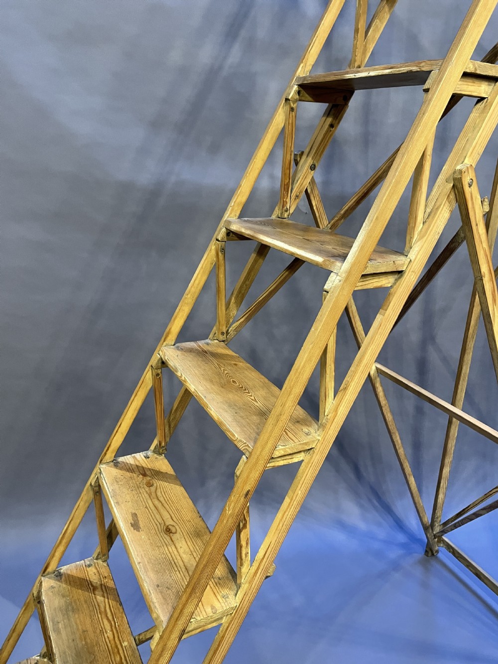 Vintage Large Library Steps Ladder View VI