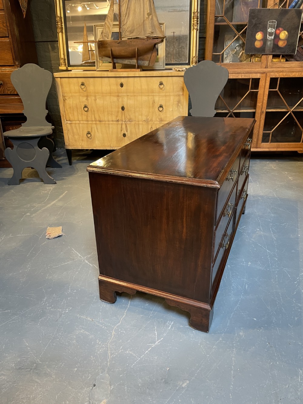 George III Mahogany Low Chest Of Drawers View V
