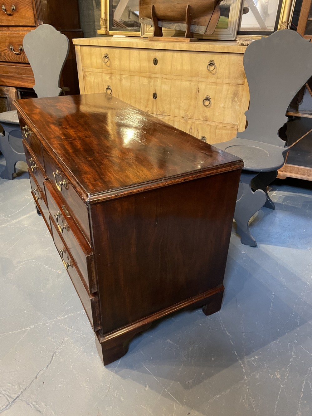George III Mahogany Low Chest Of Drawers View IX